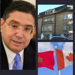 Collage: man in suit on the left; beige residential building on the top right; Morocco and Canada flags on the bottom right.